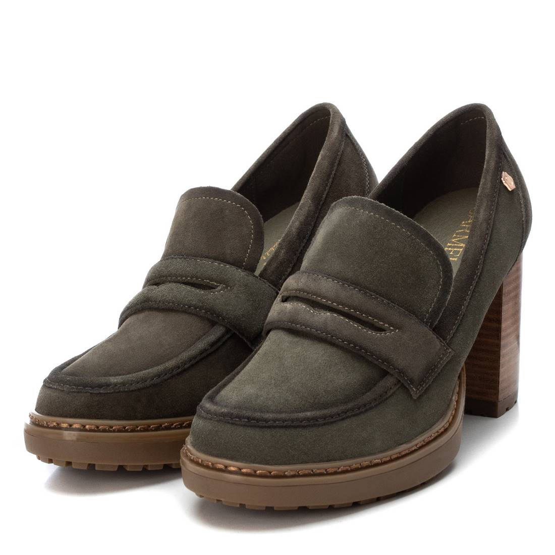 Carmela 16113703 mocassins suède vert talon 8 cm