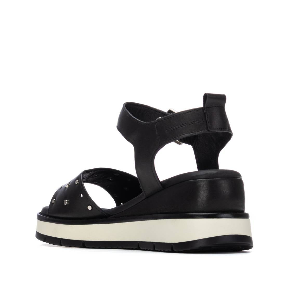 Carmela 16324803 sandale cuir noir compensée