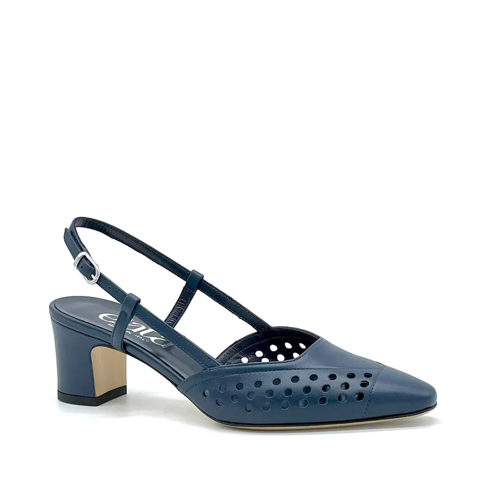 ELATA 16172 slingback cuir bleu talon 5,5 cm