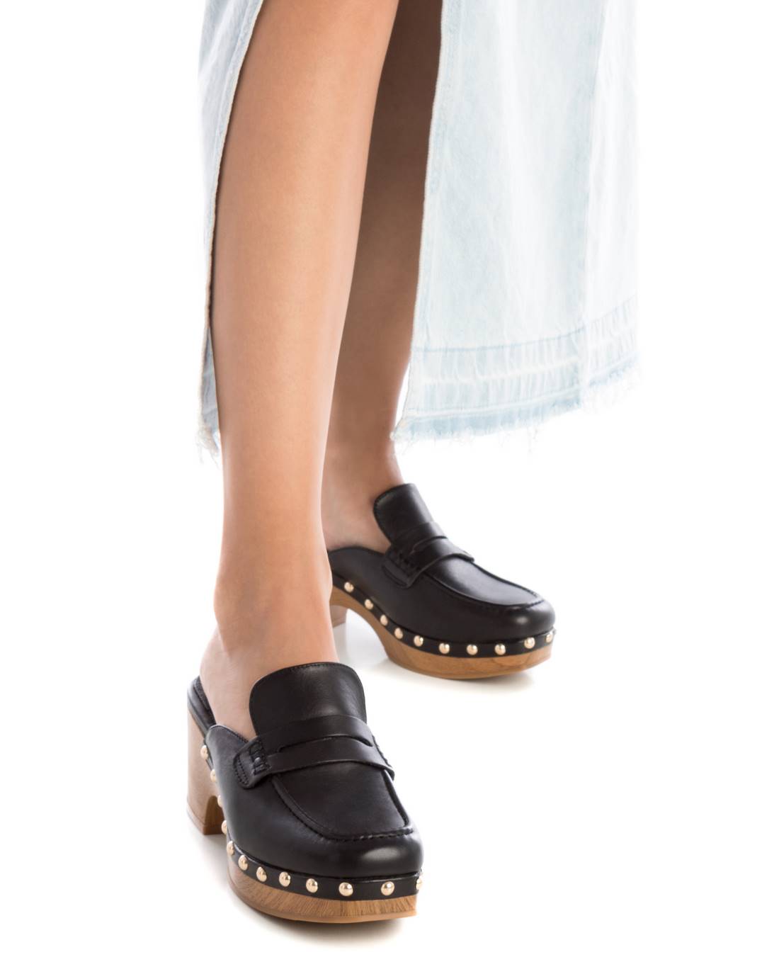 Carmela 16147701 sabots cuir noir talon 7 cm