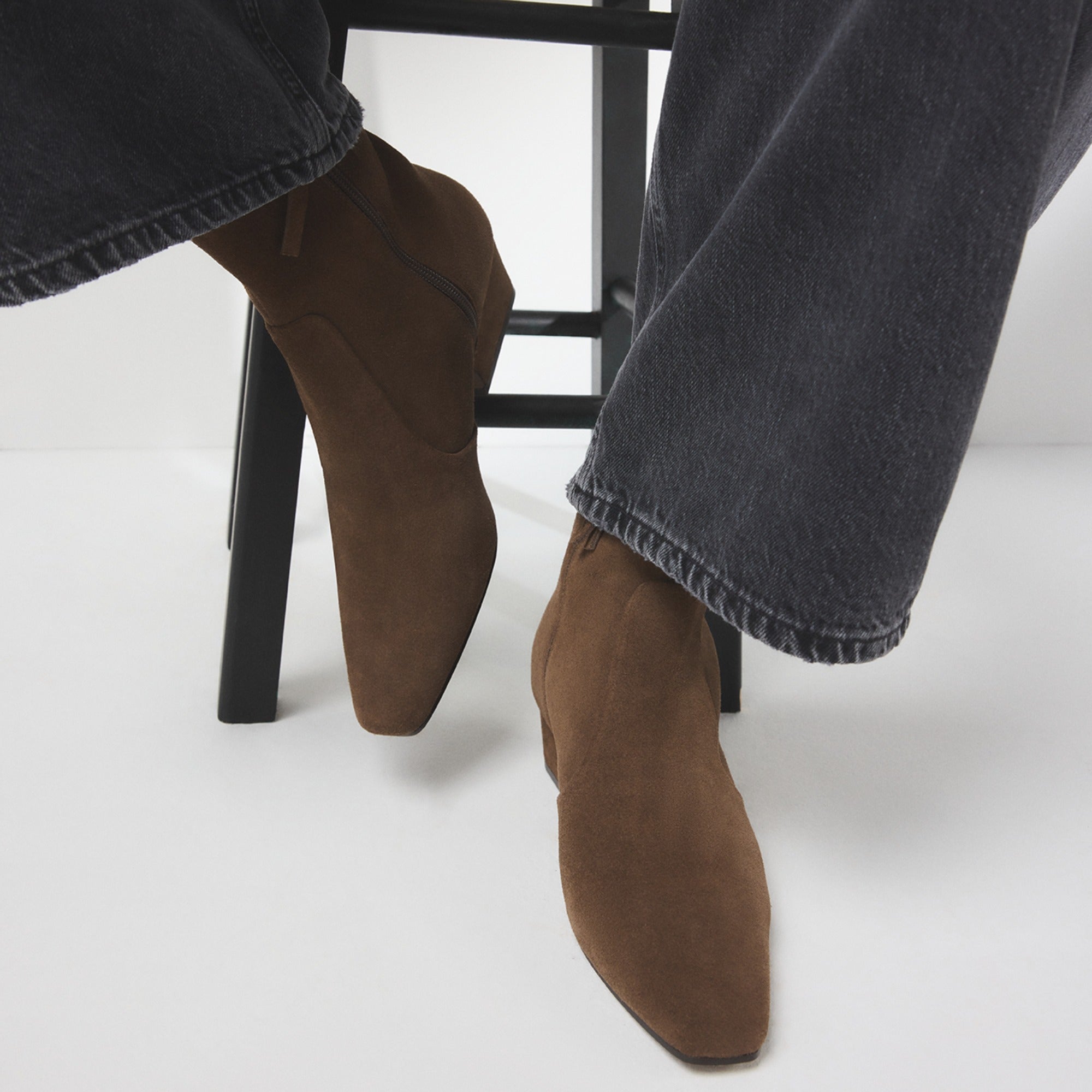 ALDO Frannie bottines suède kaki talon bas