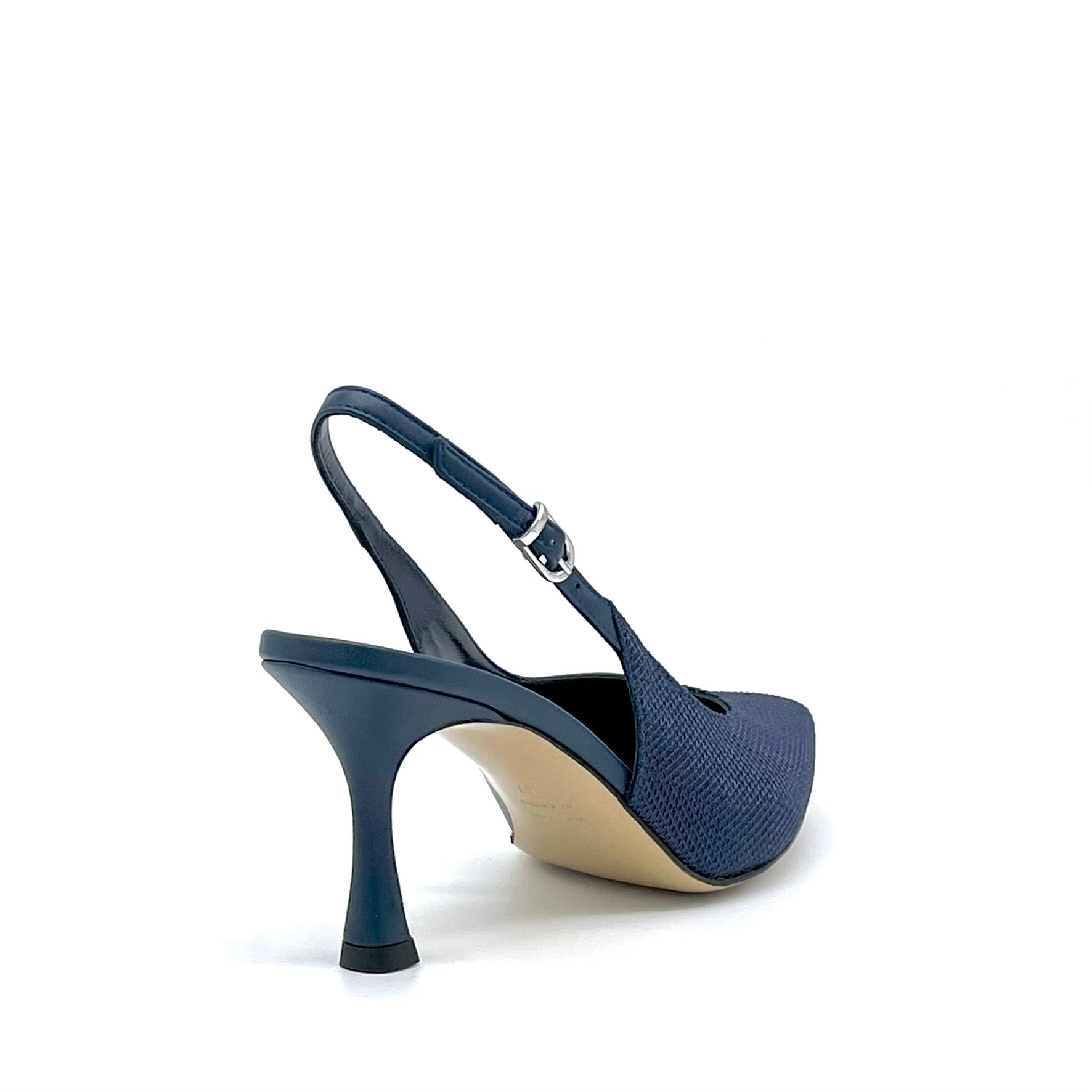 ELATA 16153 slingback piqué cuir bleu talon 7,5 cm
