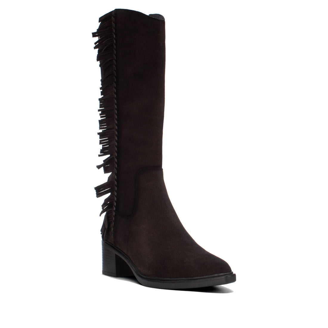 Carmela 16425302 botte cuir marron franges