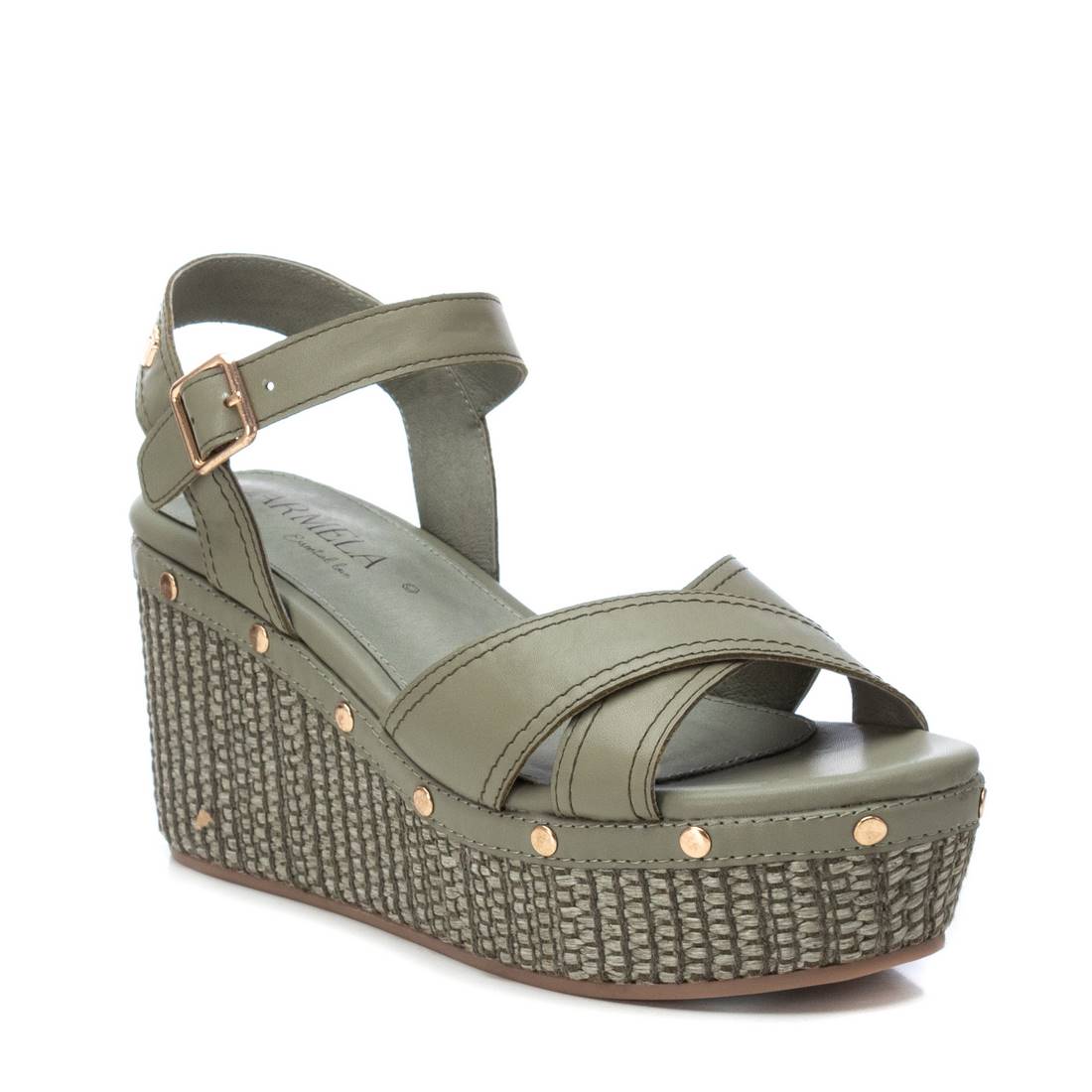 Carmela 16075004 sandales compensées cuir vert
