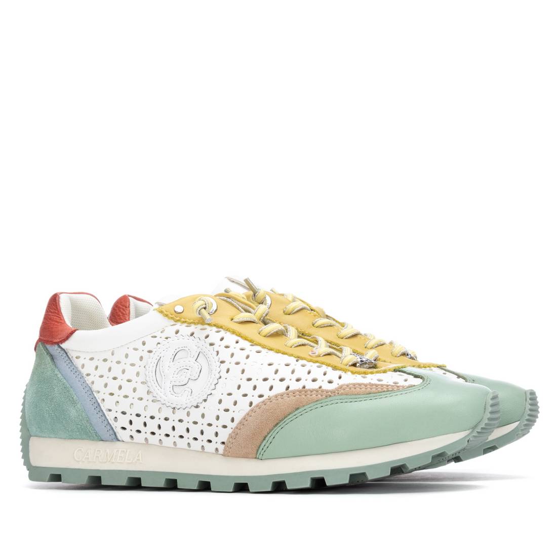 Carmela 16311304 basket femme aqua cuir perforé lacets