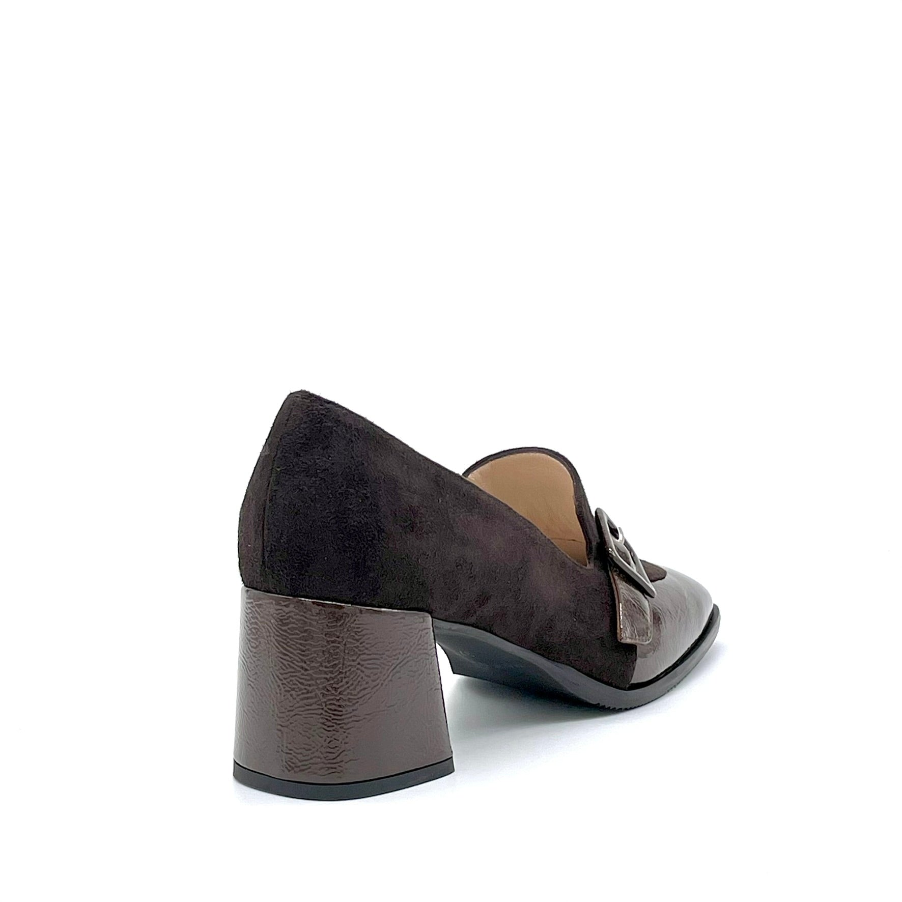 ELATA 55523 mocassins cuir marron froissé talon 5,5 cm