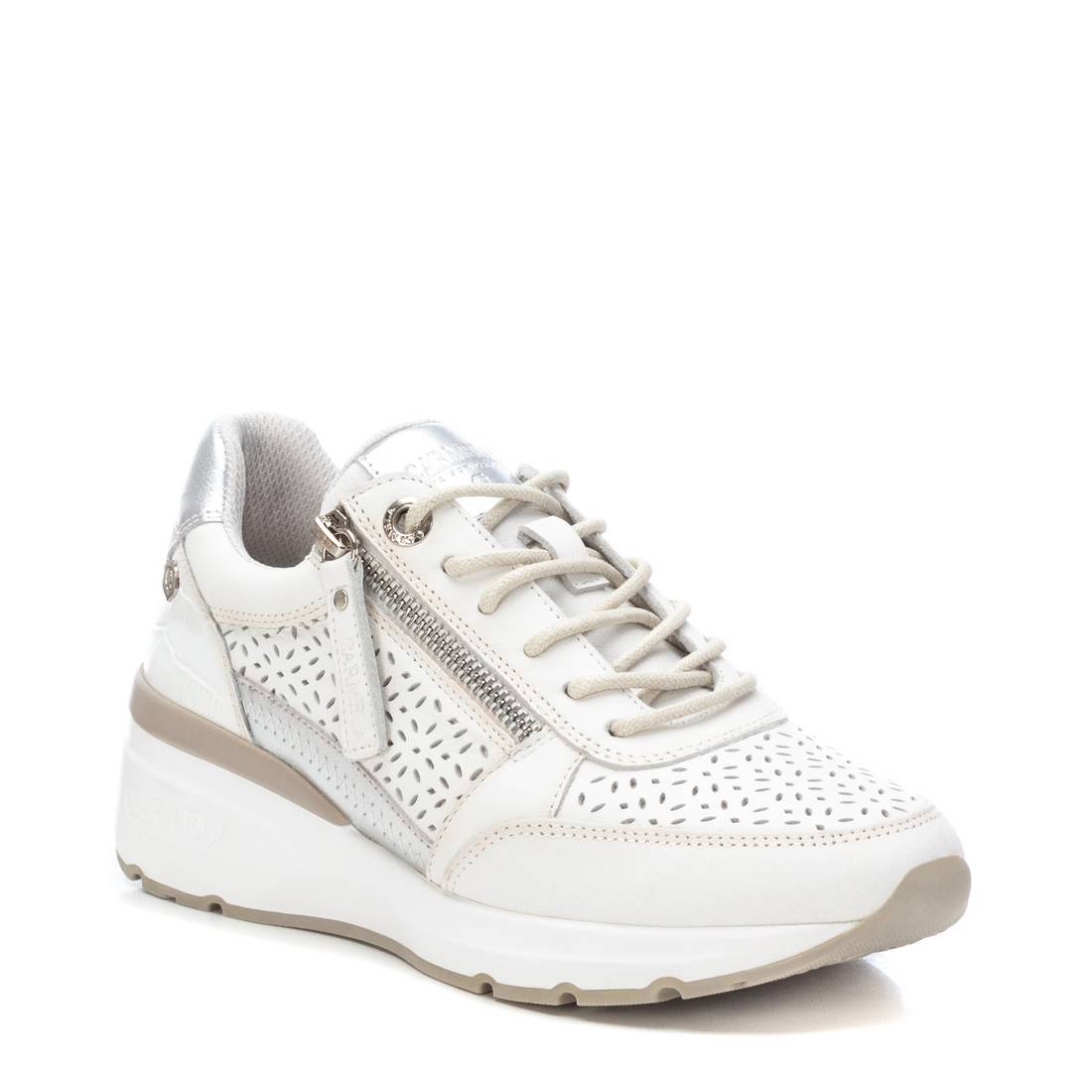 Carmela 16141702 sneakers blanches cuir ajouré zip