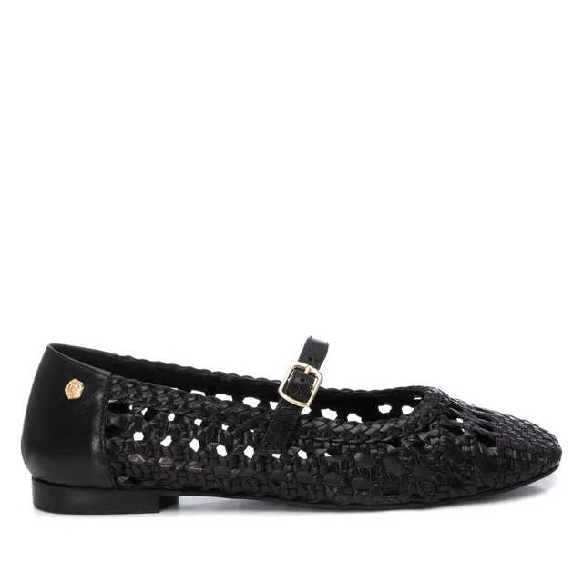 Carmela 16209703 ballerine cuir noir tressé
