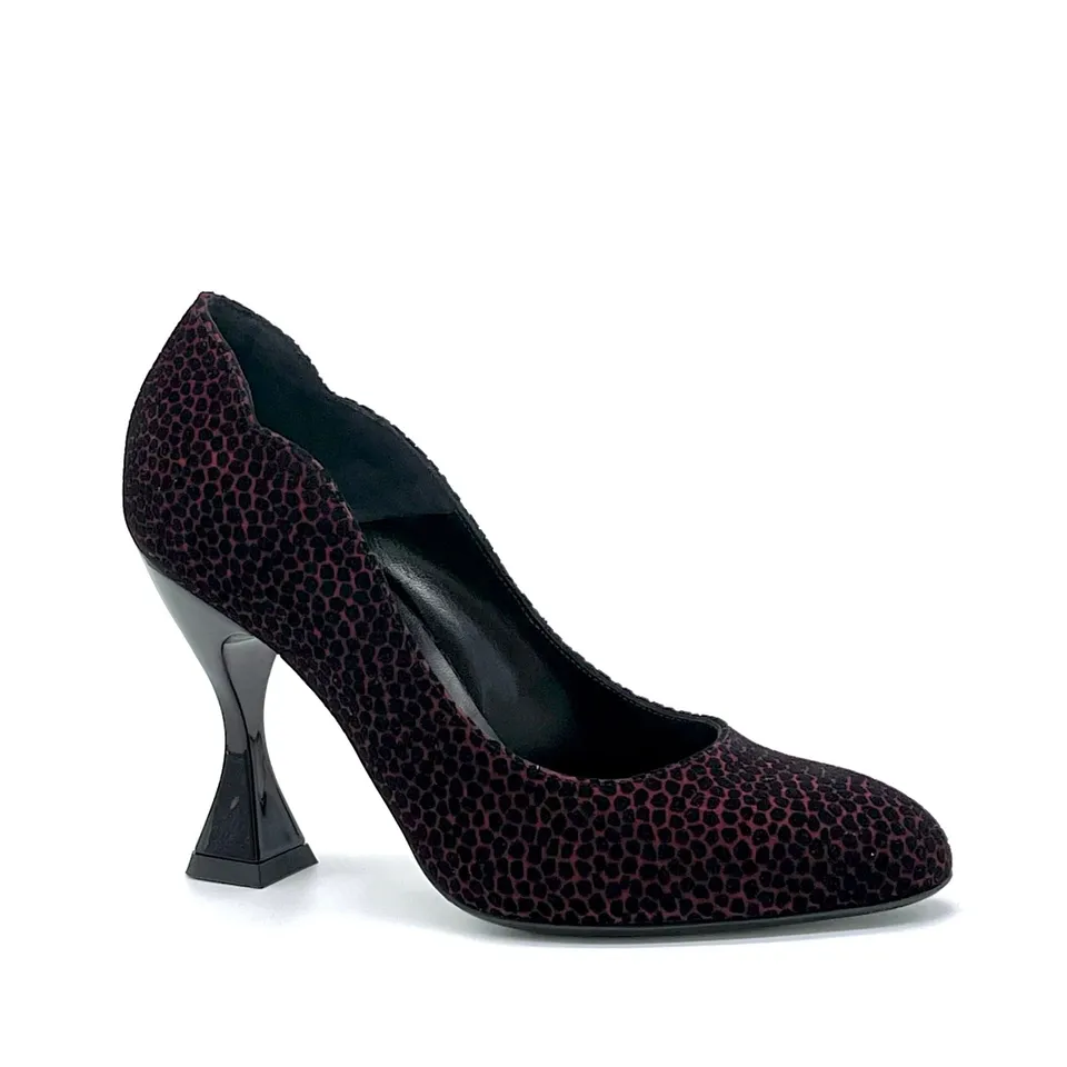 Elata 53519 escarpins daim noir bordeaux talon 9,5 cm