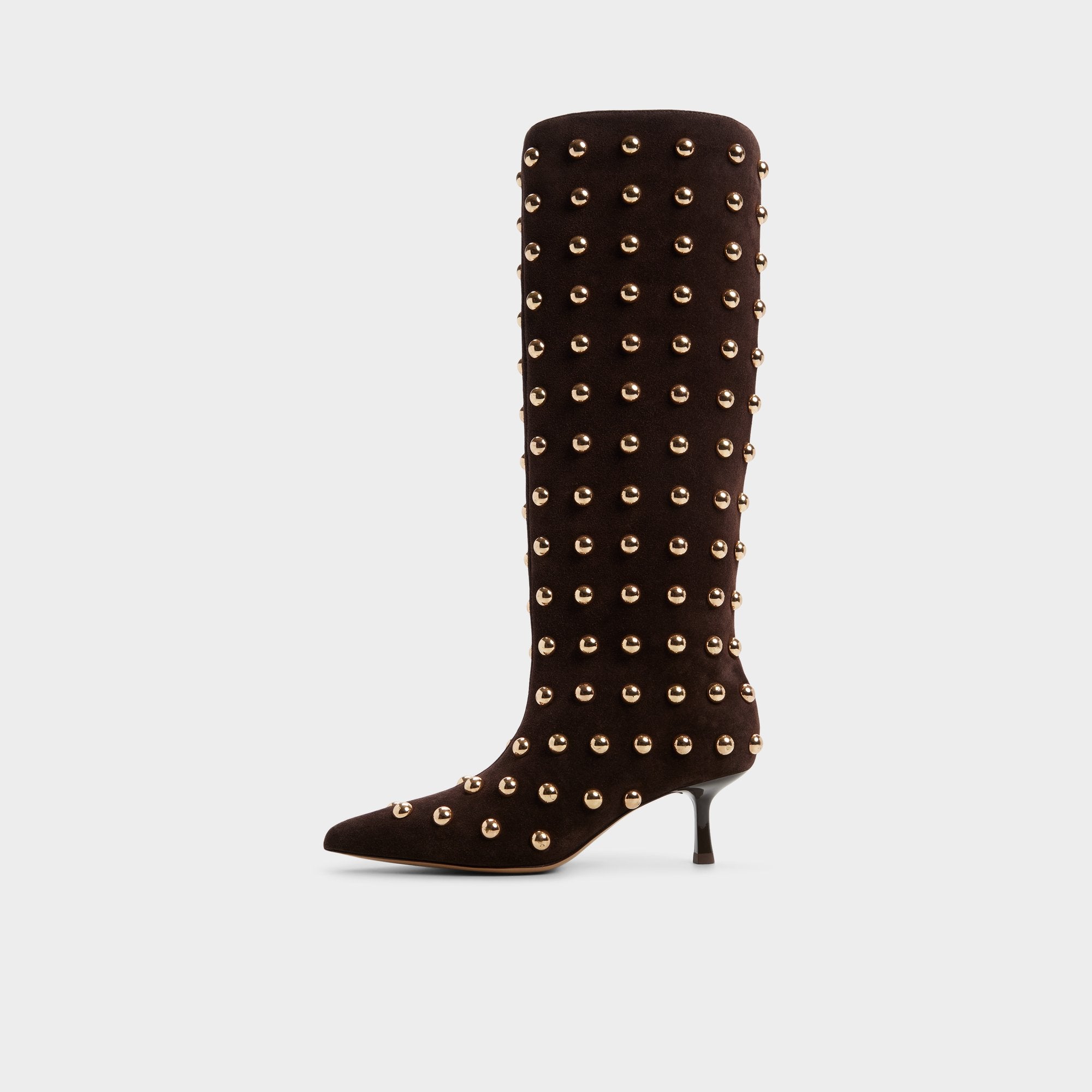 ALDO Selora bottes hautes marron clous dorés talon fin
