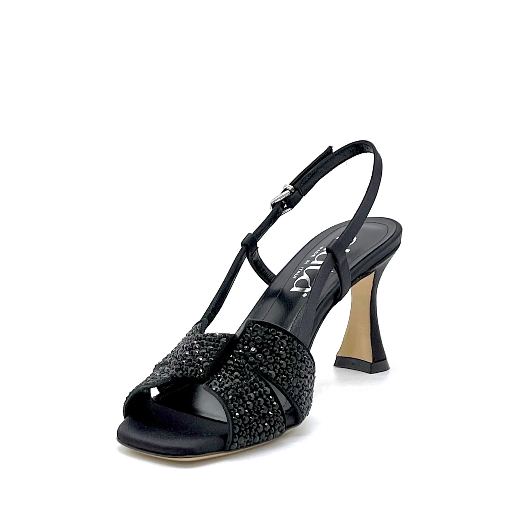 Elata 14116 sandale satin noir à strass