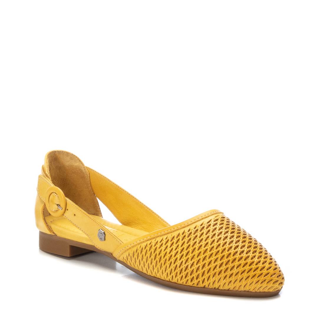 Carmela 16076003 ballerines femme jaune cuir plat