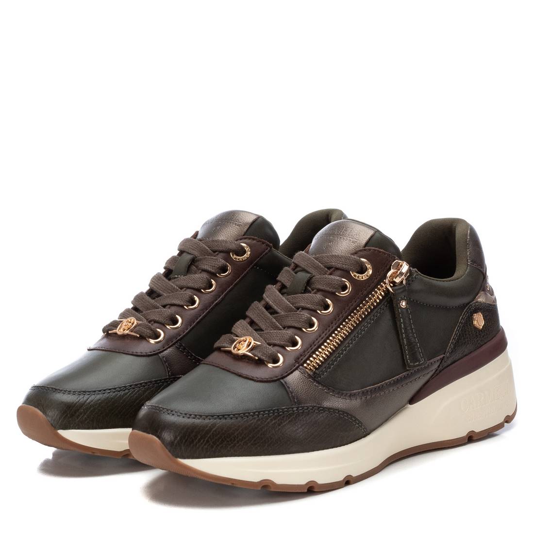 Carmela 16182503 basket verte cuir zip lacets