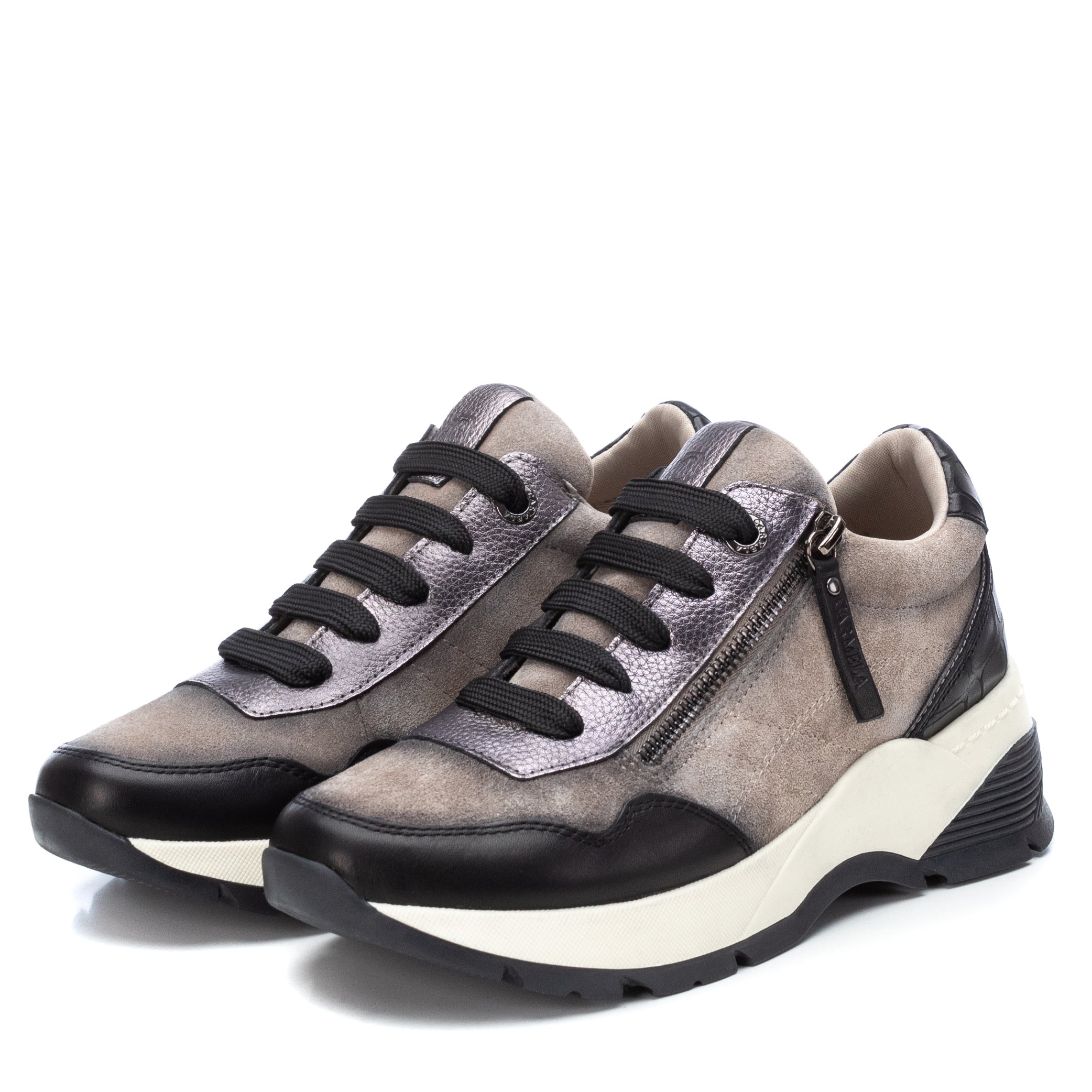 Carmela 16019502 sneaker cuir blanc zip plateforme 35-42