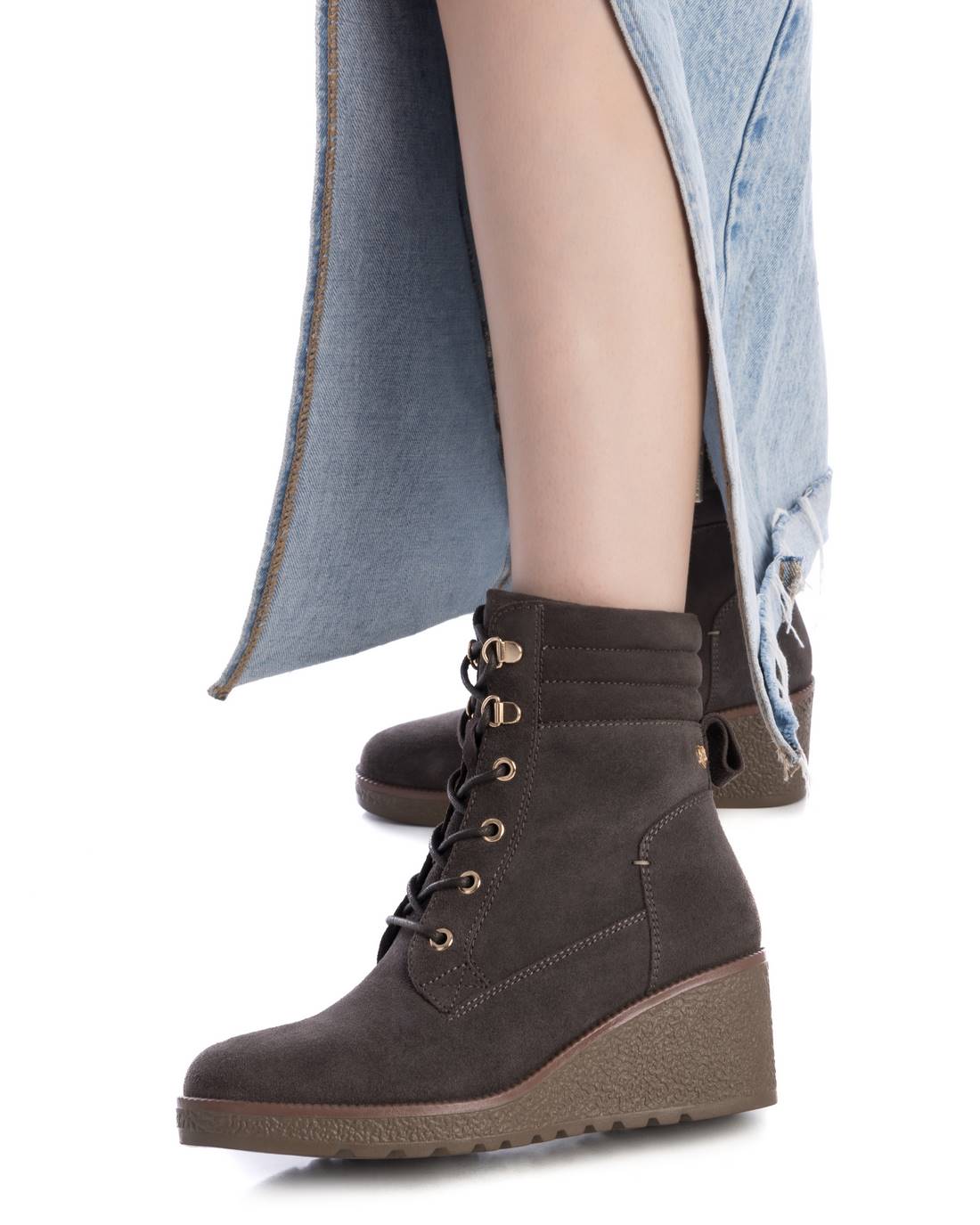 Carmela 16192105 boots femme gris cuir compensé 7 cm