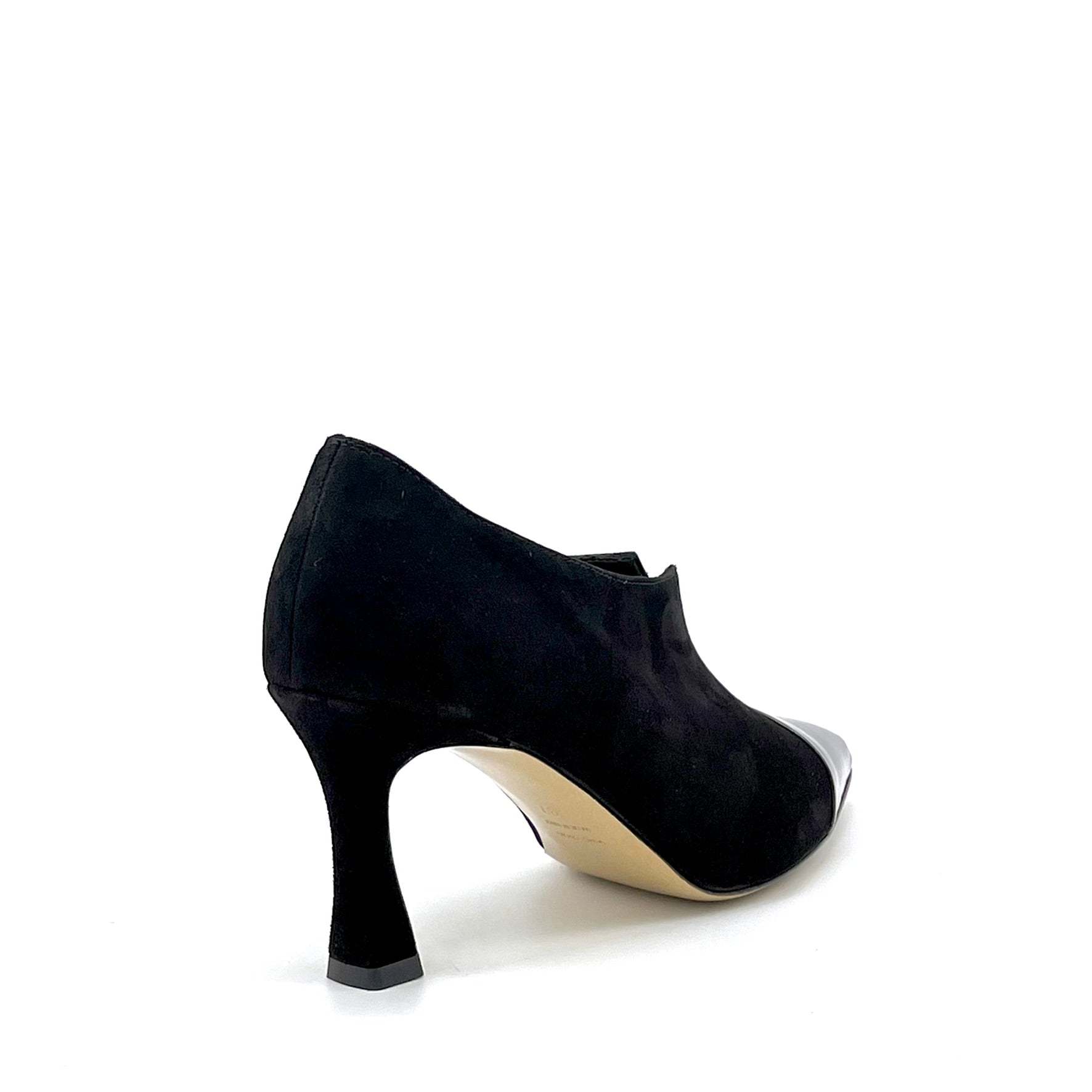 Elata 56504 derbie suède noir vernis talon 7,5 cm