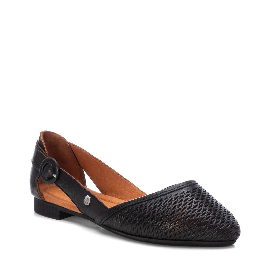 Carmela 16076005 ballerine cuir noir boucles