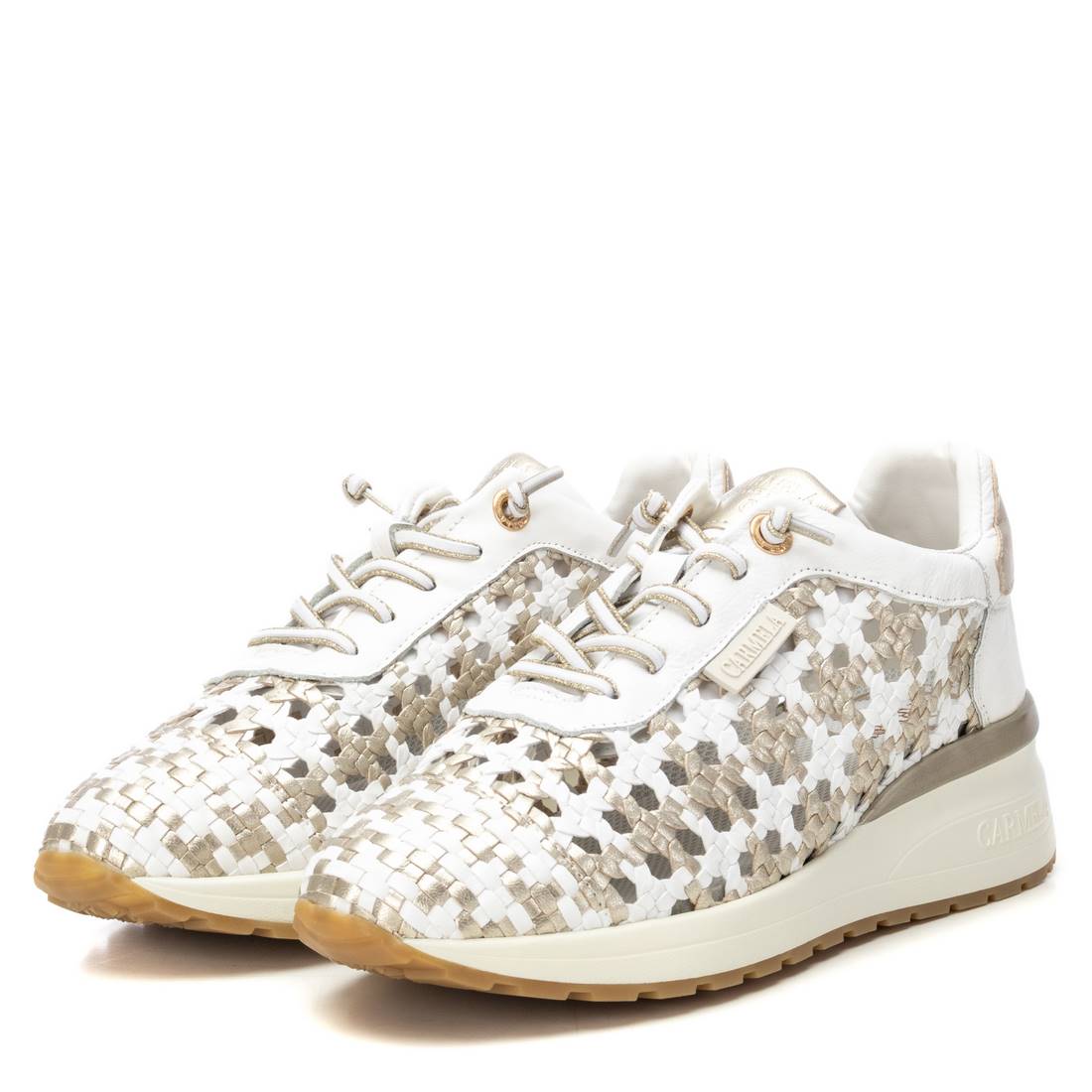 Carmela 16228701 basket cuir blanc tressé