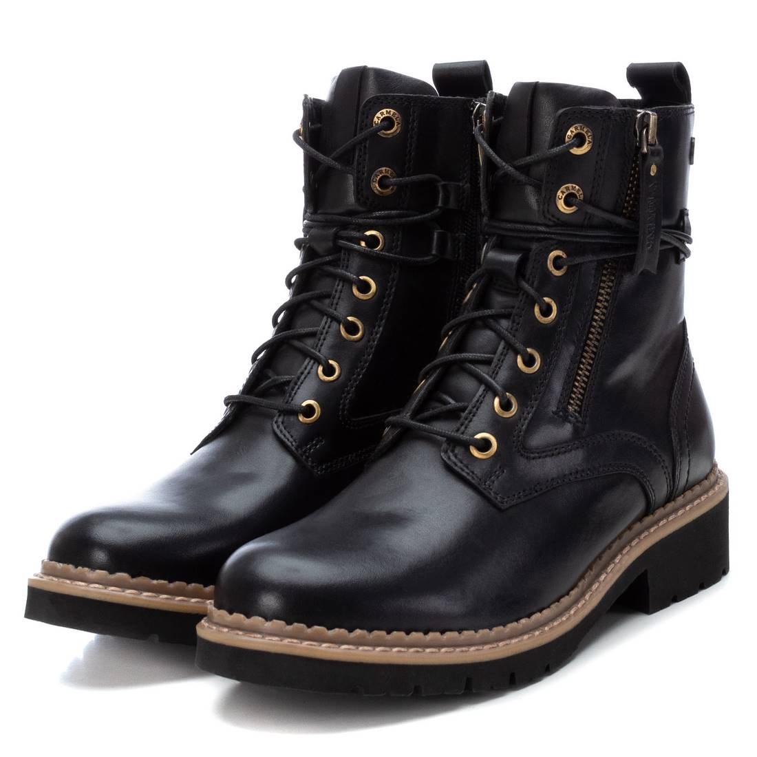 Carmela 16102801 bottine cuir noir lacets militaire
