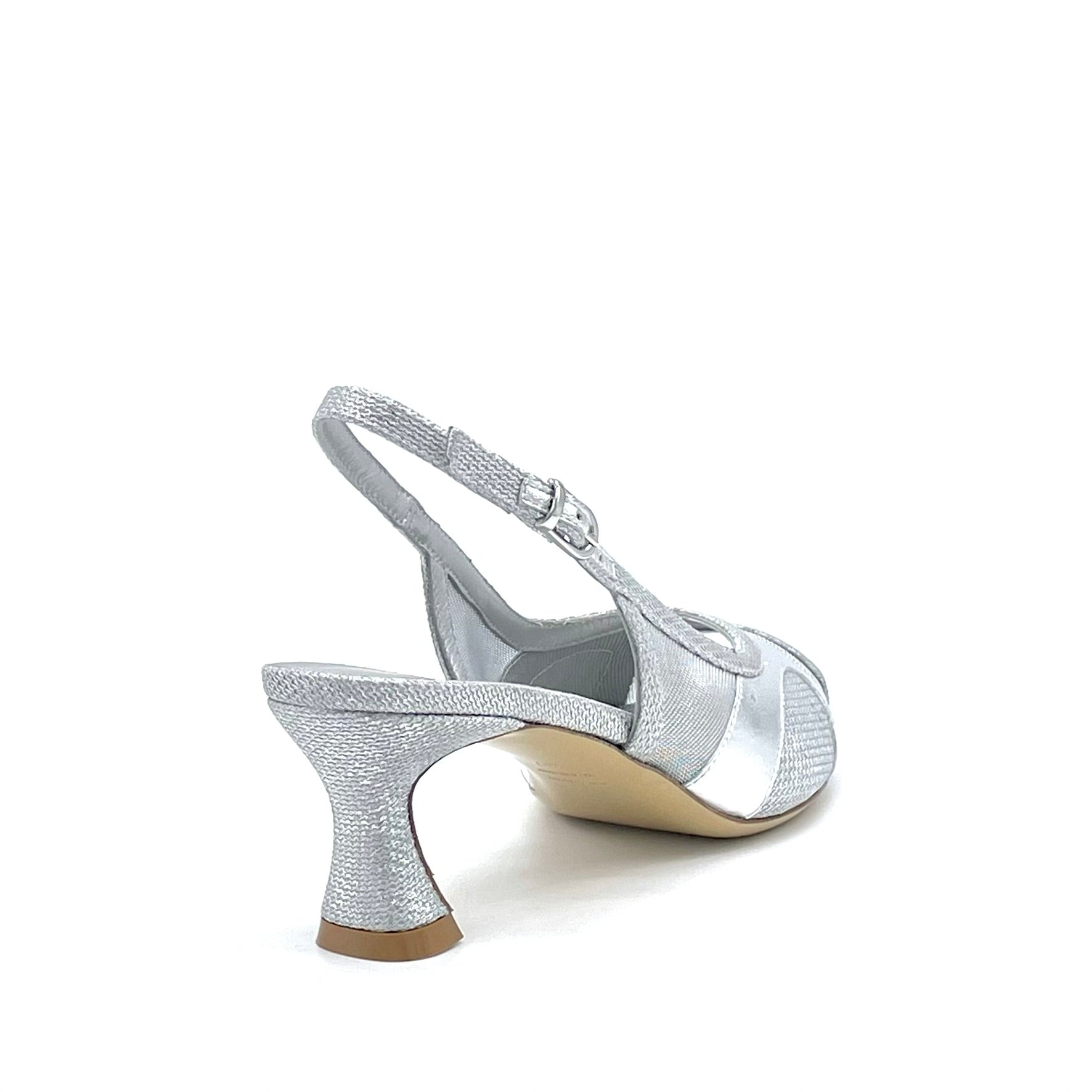 ELATA 16104 open toe argent résille talon 5,5 cm