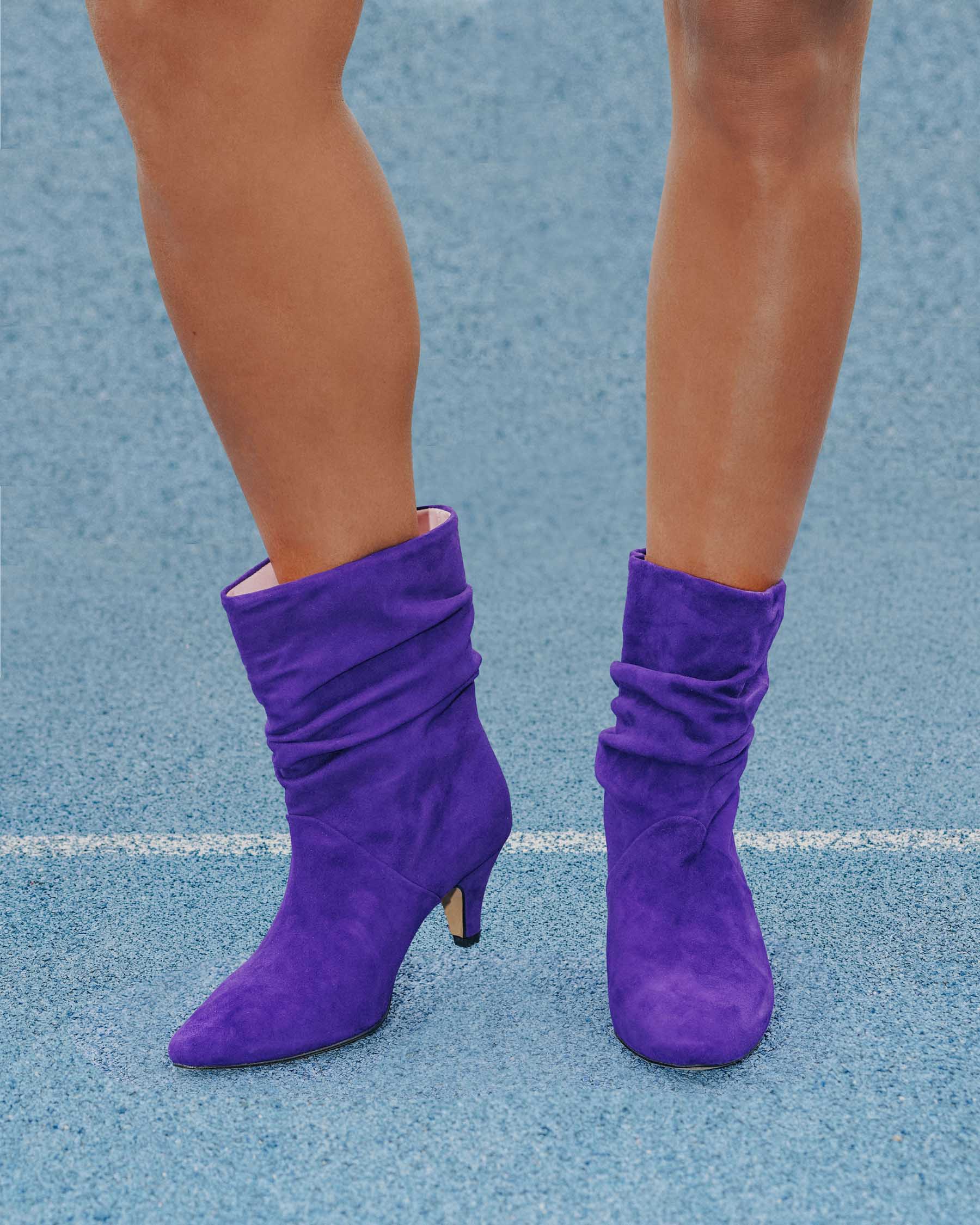 Coralie Masson City bottes cuir violet intense talon 5 cm