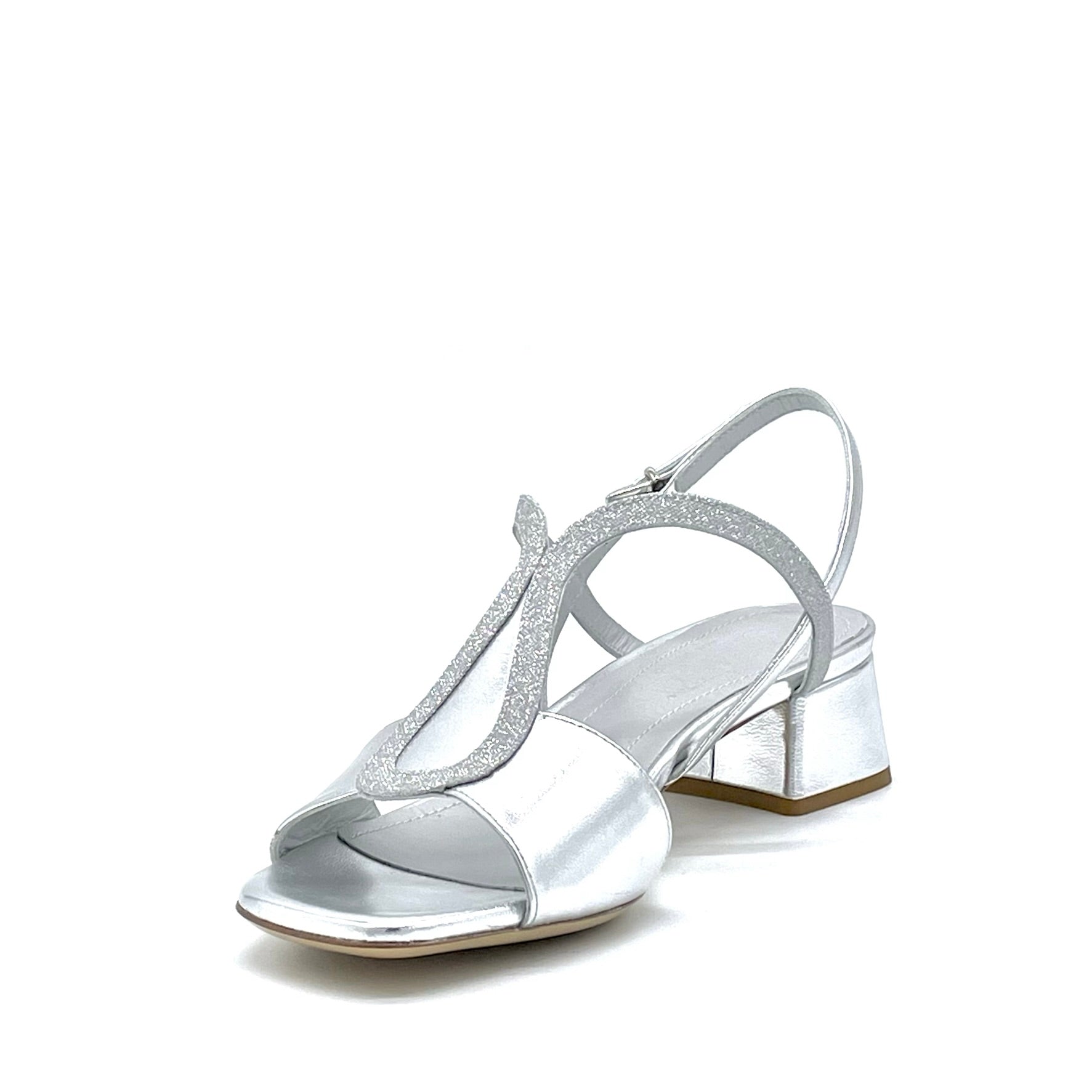 Elata 14129 sandales argent glitter talon 3,5 cm
