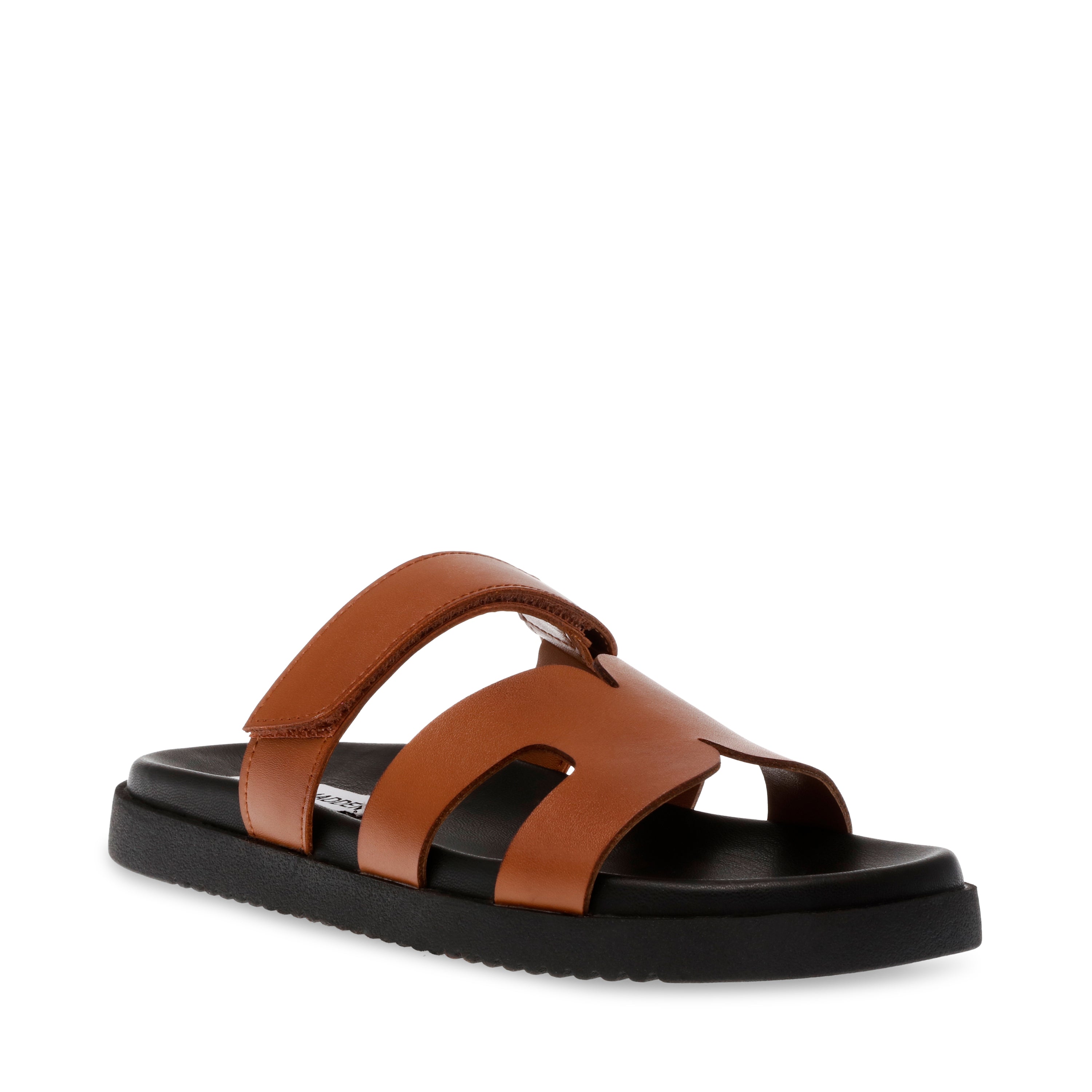 Steve Madden Missile-E sandale cuir cognac plate