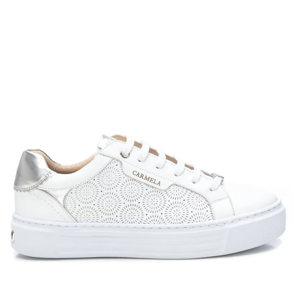 Carmela 16205801 baskets cuir argenté à lacets