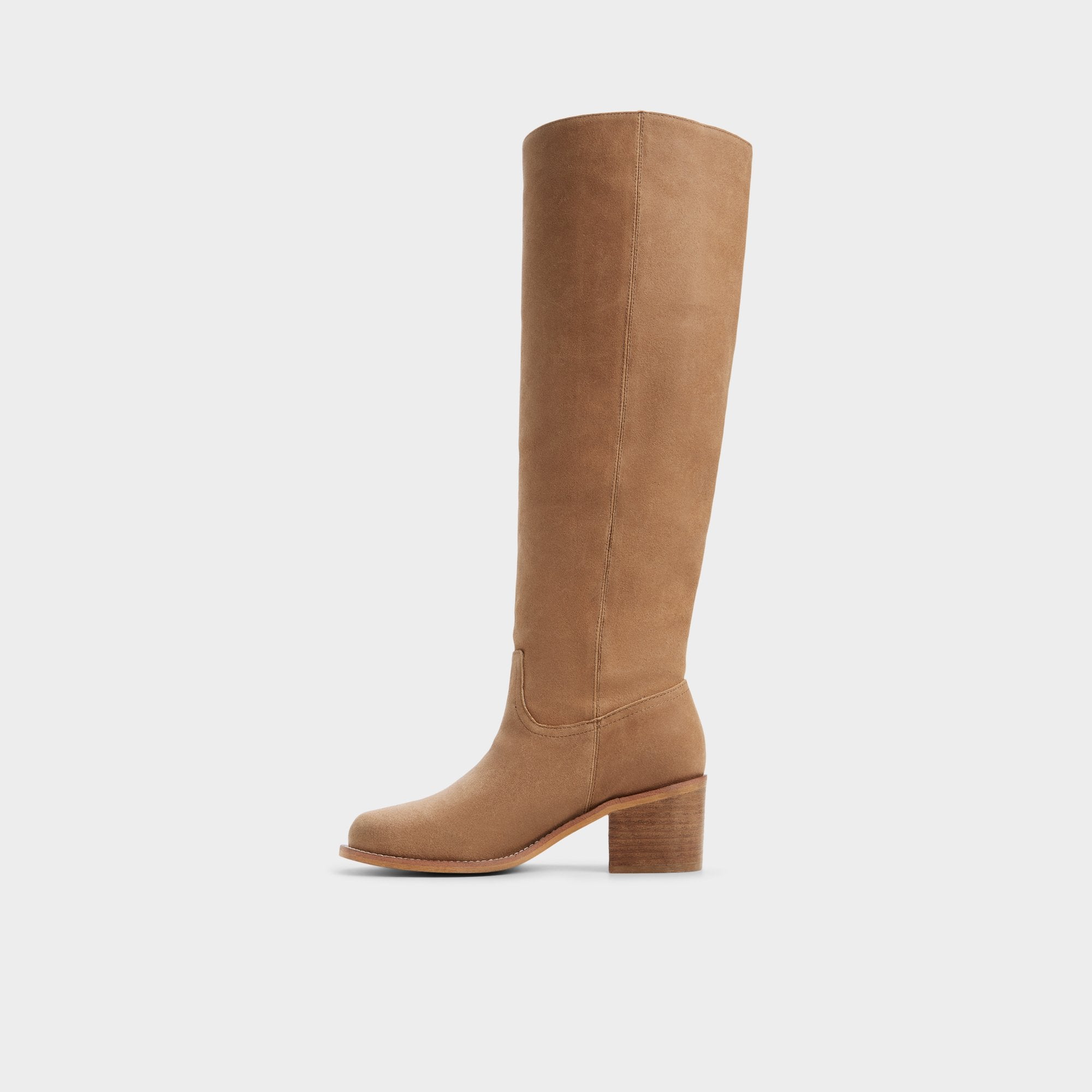 Aldo Haverton botte haute suède beige talon bloc