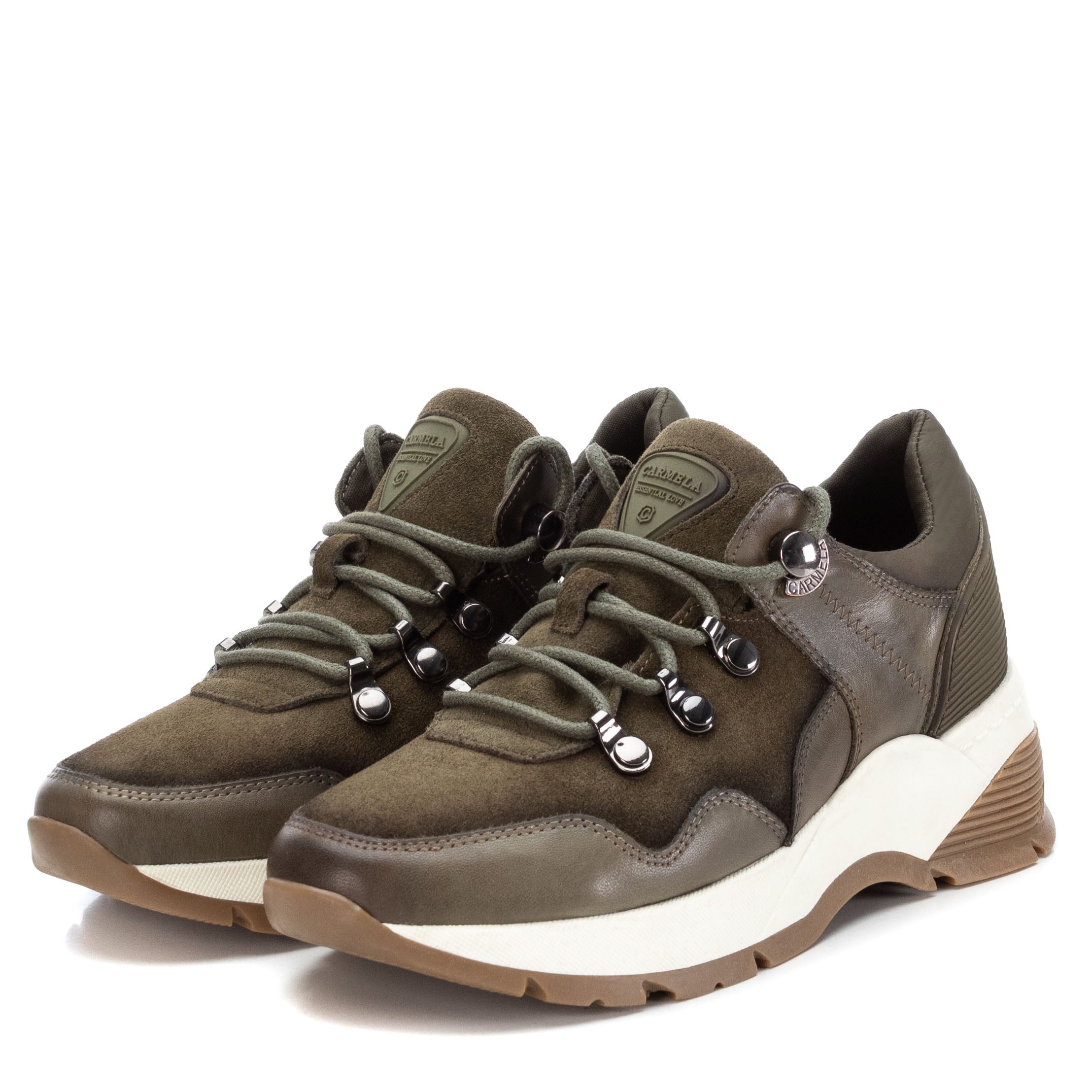 Carmela 16015502 sneakers cuir vert lacets