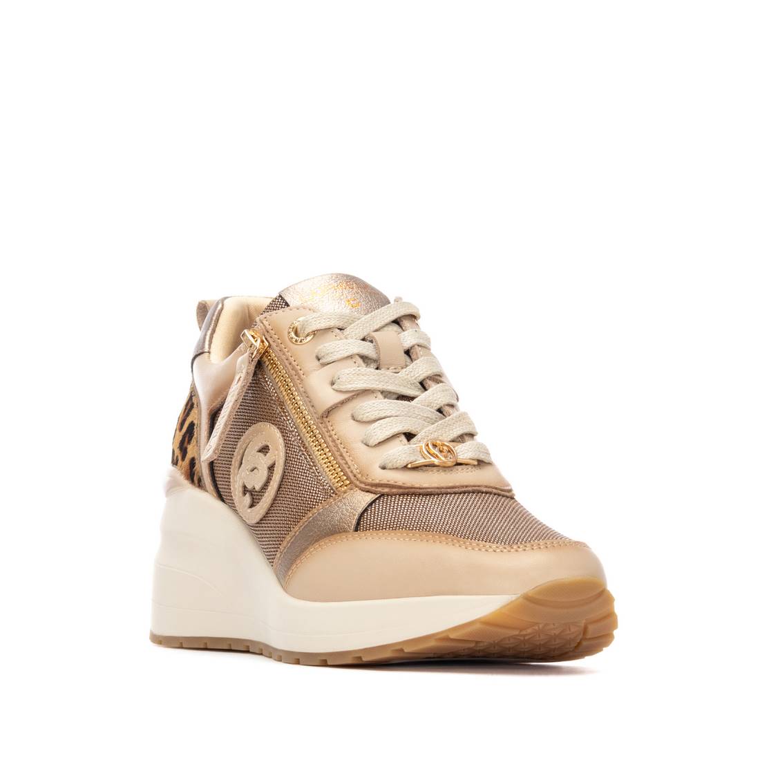Carmela 16252102 basket beige cuir compensée
