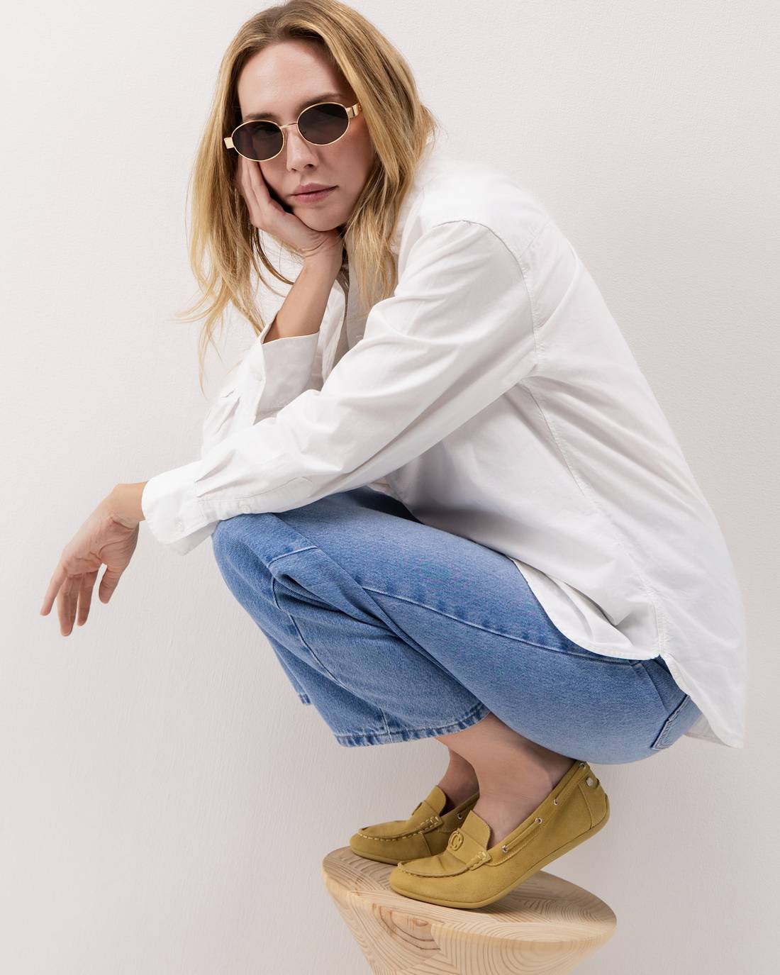 Carmela 16314305 mocassin plat jaune cuir suédé