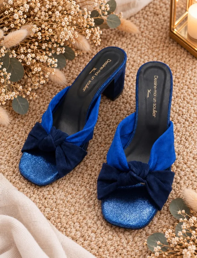 Dessine Moi Un Soulier Suzanne sandale velours bleu 38,5