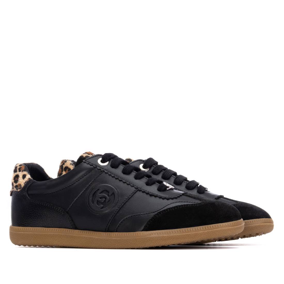 Carmela 16264004 baskets femme noir cuir imprimé
