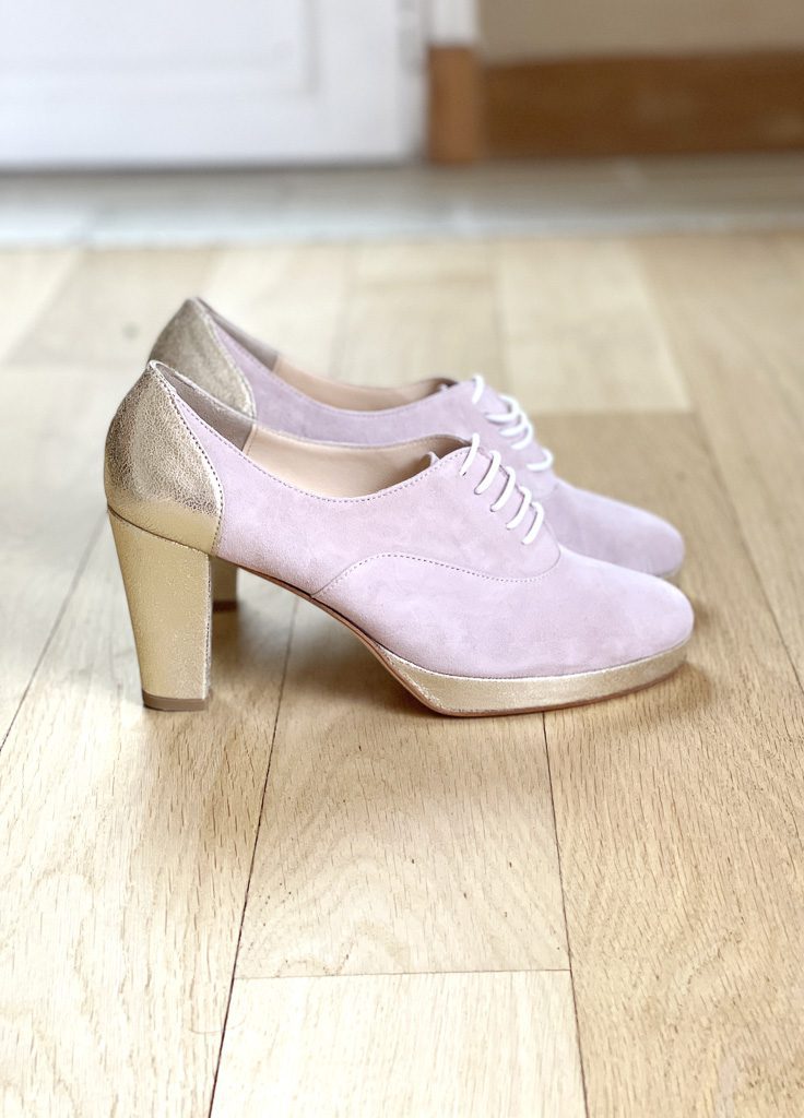 Dessine Moi Un Soulier richelieu plateforme rose champagne