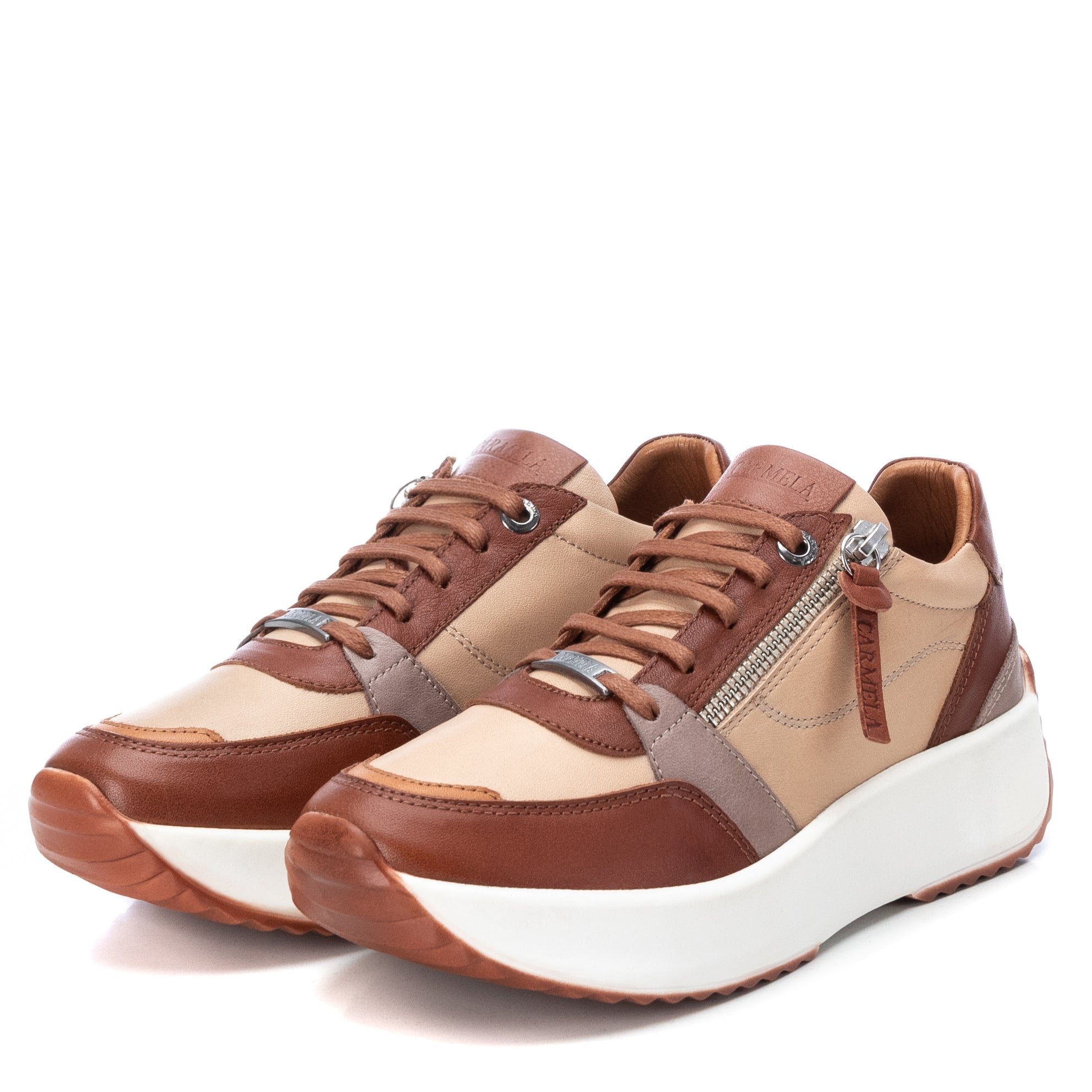 Carmela 16021002 sneakers cuir marron zippées
