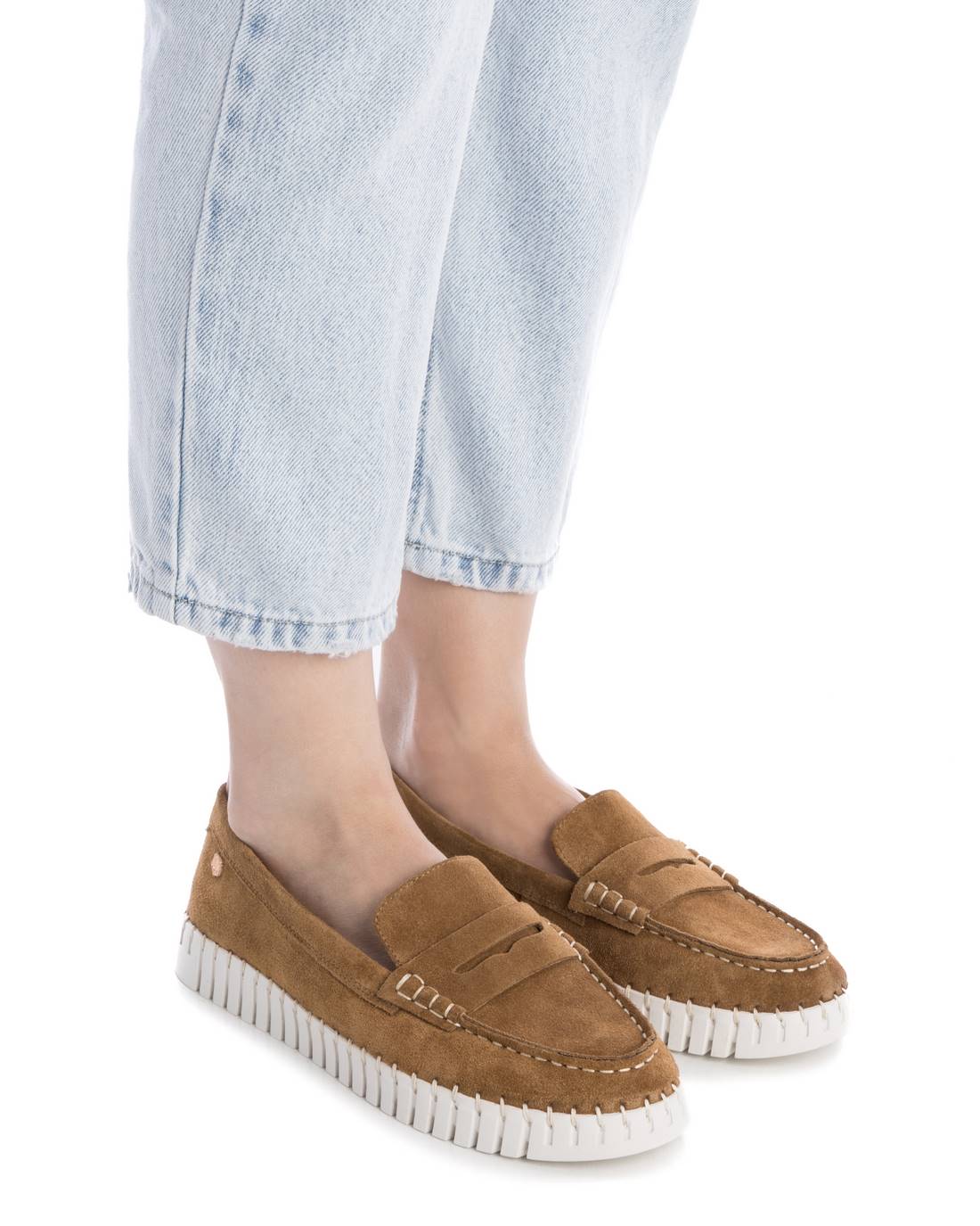 Carmela 16232401 mocassins femme camel cuir suède