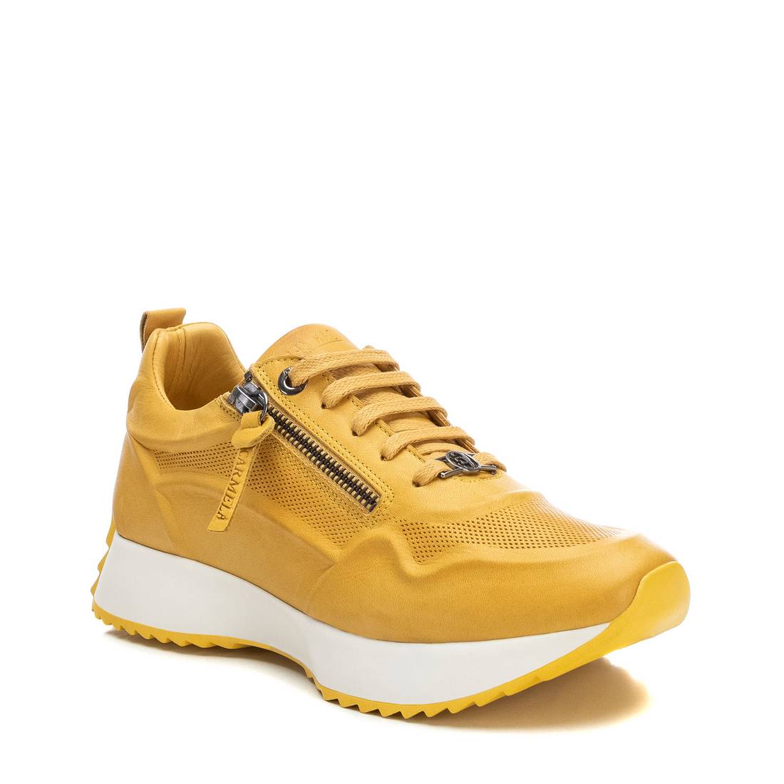 Carmela 16067006 baskets cuir jaune fermeture éclair talon plat