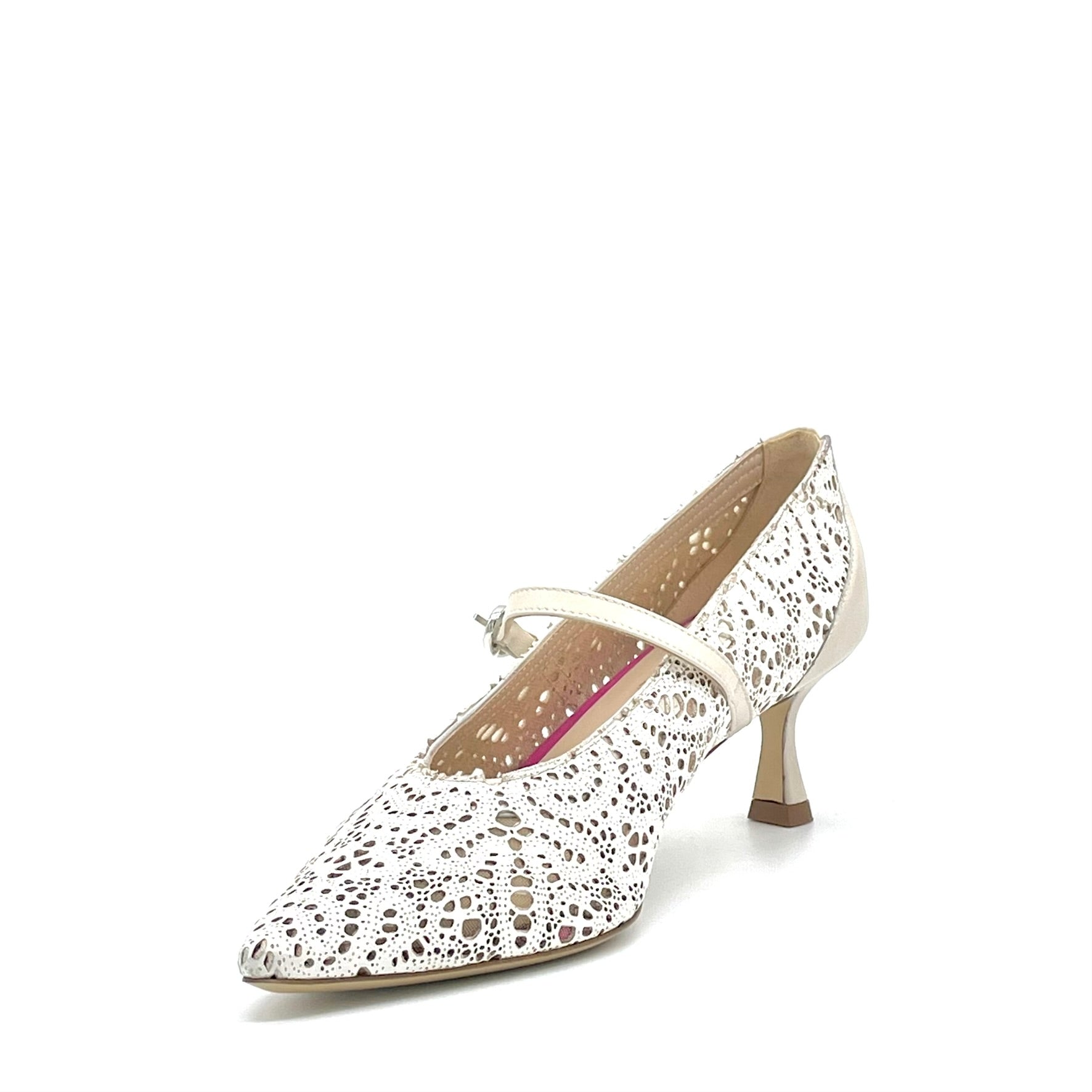 Elata 16157 escarpin cuir blanc beige talon 5,5 cm