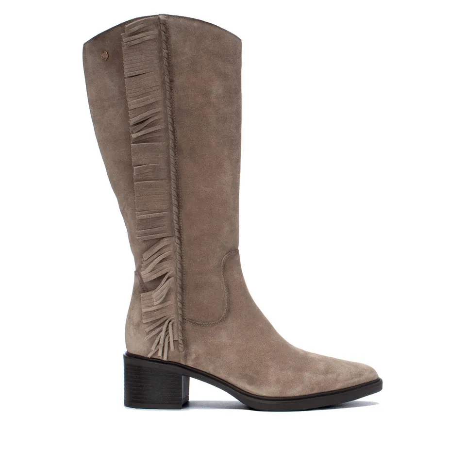 Carmela 16425303 botte taupe cuir franges petit talon