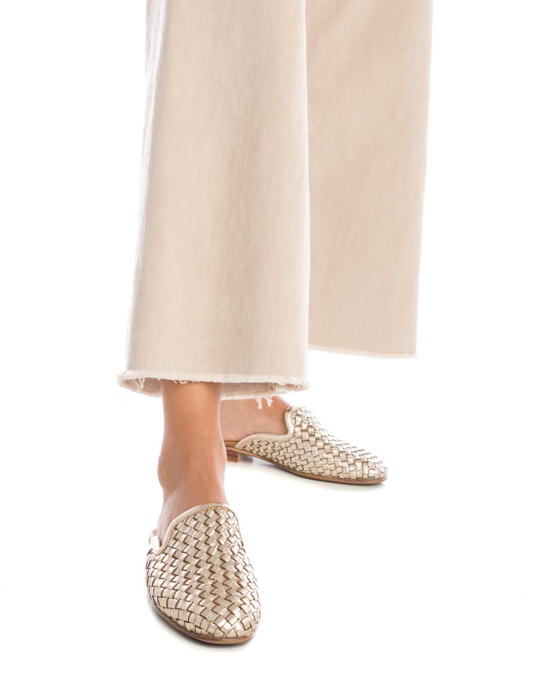 Carmela 16127304 mules cuir doré tressé femme