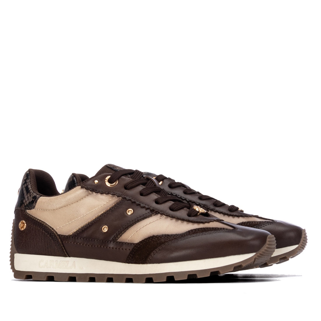 Carmela 16423804 baskets femme marron cuir semelle crantée