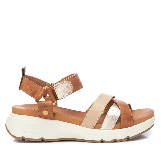 Carmela 16148004 sandale cuir marron talon plat