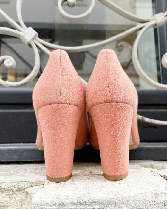 Dessine Moi Un Soulier escarpin ouvert velours corail clair