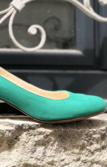 Dessine Moi Un Soulier escarpin velours émeraude paillette or 42