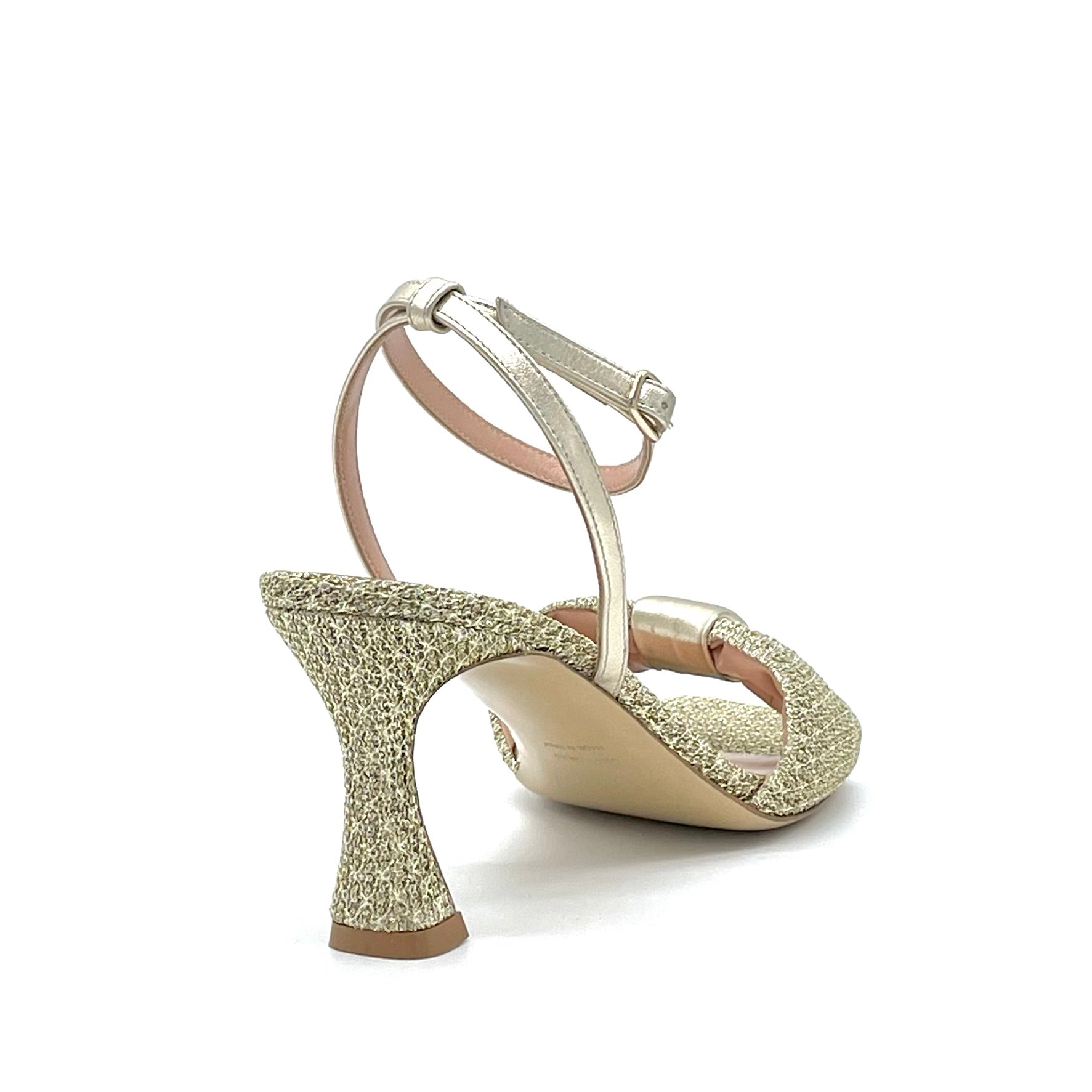 Elata 14117 sandales tissu laminé or talon 7,5 cm