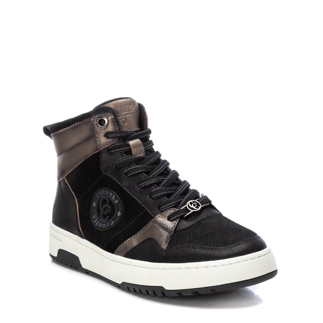 Carmela 16180902 bottines plates noir cuir semelle gomme