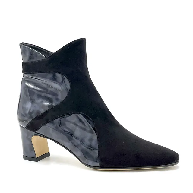 Elata 56540 bottine suède noir écaille talon 5,5 cm