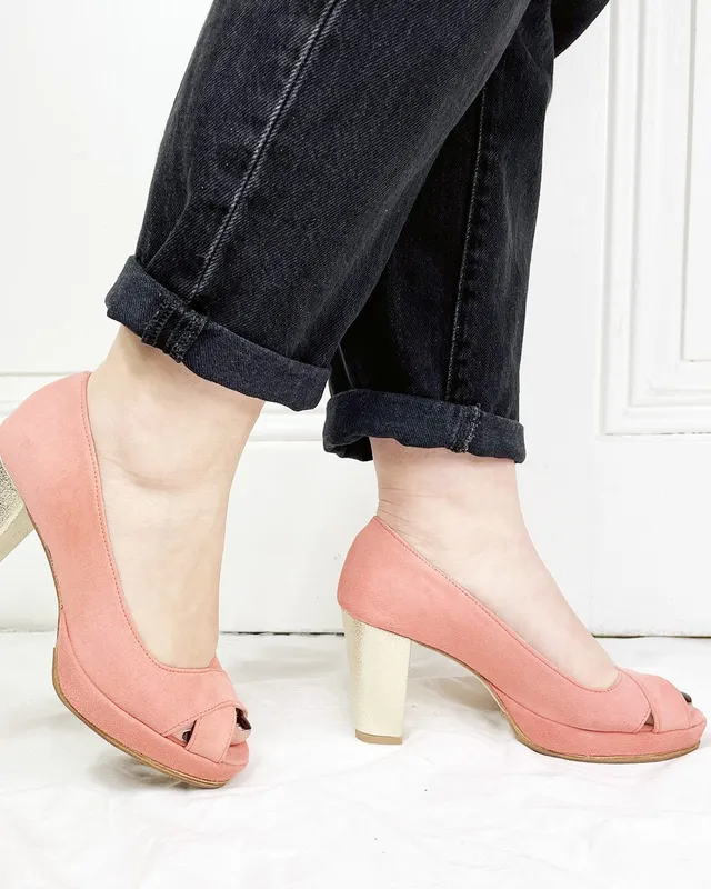Dessine Moi Un Soulier Escarpin plateforme velours corail champagne 36