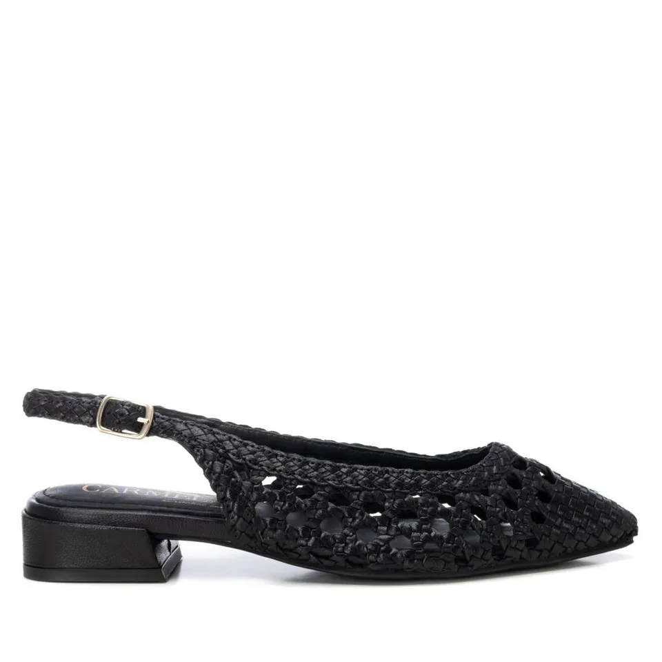 Carmela 16218308 ballerine cuir noir tressé